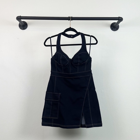 NEW Urban Outfitters Jenny Denim Halter Bustier Mini Dress - Picture 4 of 7